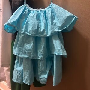 Mini Dress Spaghetti Strap Blue Size Small